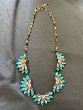 Gold-Tone Turquoise Floral Statement Necklace